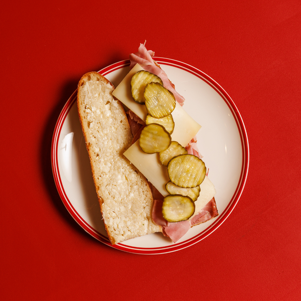 Ham, Gruyere cheese, pickles and Dijon mustard on our Humble baguette.