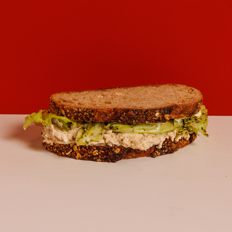 Tuna mayo, Iceberg lettuce, furikake and mayonnaise on Humble wholemeal